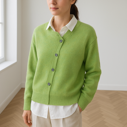 Damen Strickjacke mit Knöpfen – Klassischer Cardigan für Alltag & Büro