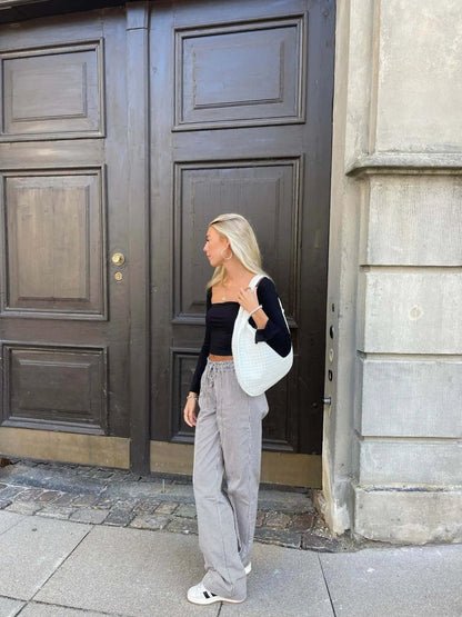 Elegante Gewebte Schultertasche aus Kunstleder – Modische Damen-Handtasche in Trendfarben