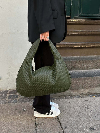 Elegante Gewebte Schultertasche aus Kunstleder – Modische Damen-Handtasche in Trendfarben