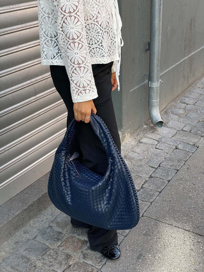 Elegante Gewebte Schultertasche aus Kunstleder – Modische Damen-Handtasche in Trendfarben