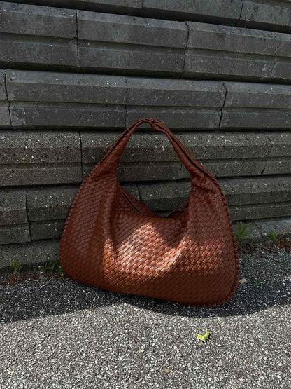 Elegante Gewebte Schultertasche aus Kunstleder – Modische Damen-Handtasche in Trendfarben