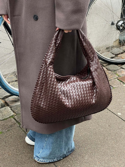 Elegante Gewebte Schultertasche aus Kunstleder – Modische Damen-Handtasche in Trendfarben