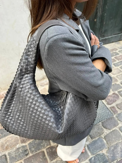 Elegante Gewebte Schultertasche aus Kunstleder – Modische Damen-Handtasche in Trendfarben