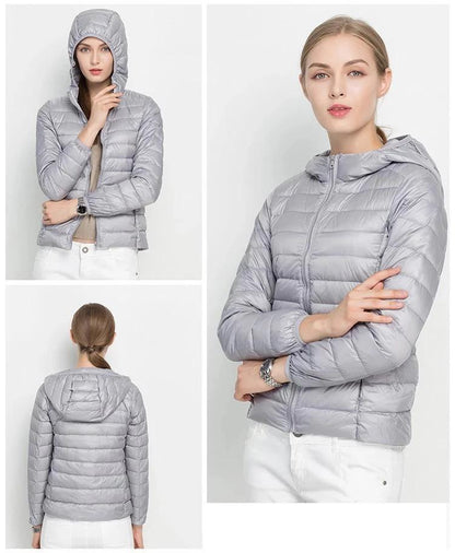 Leichte Damen Daunenjacke mit Kapuze – Warm & Ultraleicht für Herbst & Winter