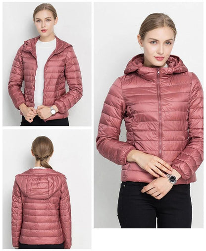 Leichte Damen Daunenjacke mit Kapuze – Warm & Ultraleicht für Herbst & Winter