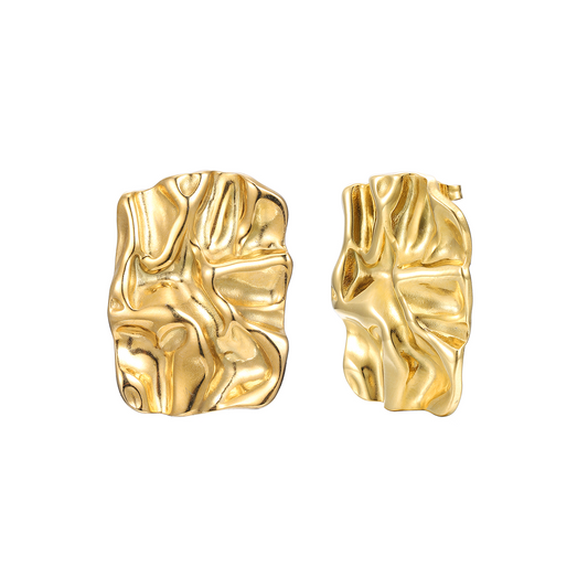 Goldene Statement-Ohrhänger mit geschmolzenem Design – Modern & Künstlerisch