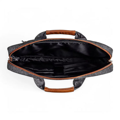 Laptoptasche Herren 16 Zoll – Graues Modell mit Cognac-Akzenten, wasserabweisend, Business Aktentasche