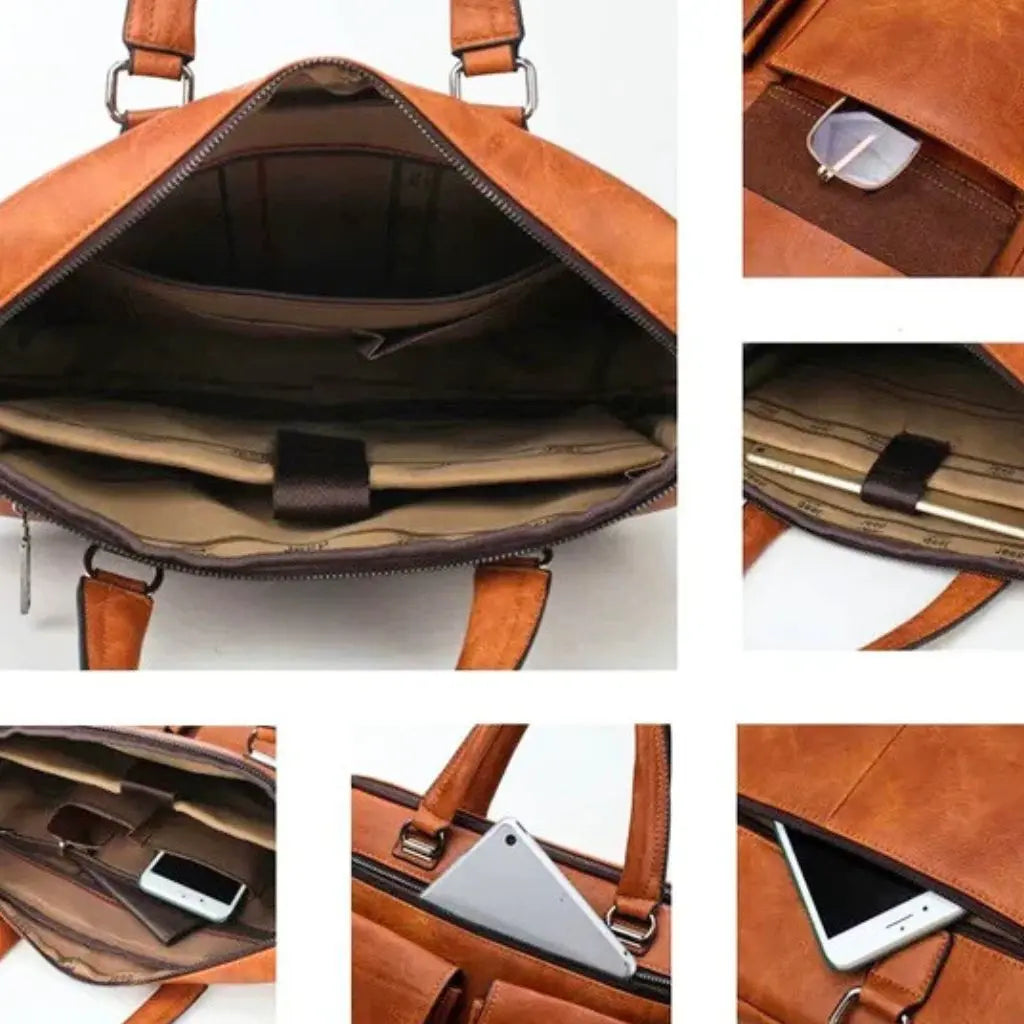 Leder Laptoptasche 13 Zoll Herren – Braun, Echtleder, Vintage Design