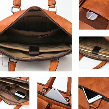 Leder Laptoptasche 13 Zoll Herren – Braun, Echtleder, Vintage Design
