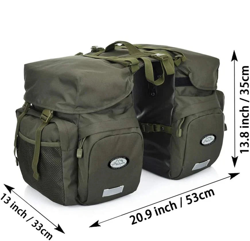 Wasserdichte Fahrradtasche – Doppelte Hintertasche mit viel Stauraum & Seitentaschen