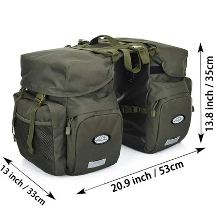Wasserdichte Fahrradtasche – Doppelte Hintertasche mit viel Stauraum & Seitentaschen