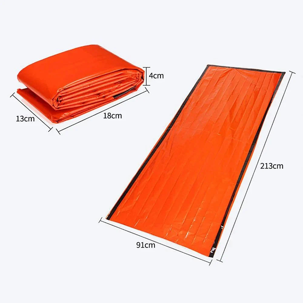 Wasserdichte Notfall-Schlafsack – Reflektiert Körperwärme, Leicht & Kompakt für Outdoor & Survival