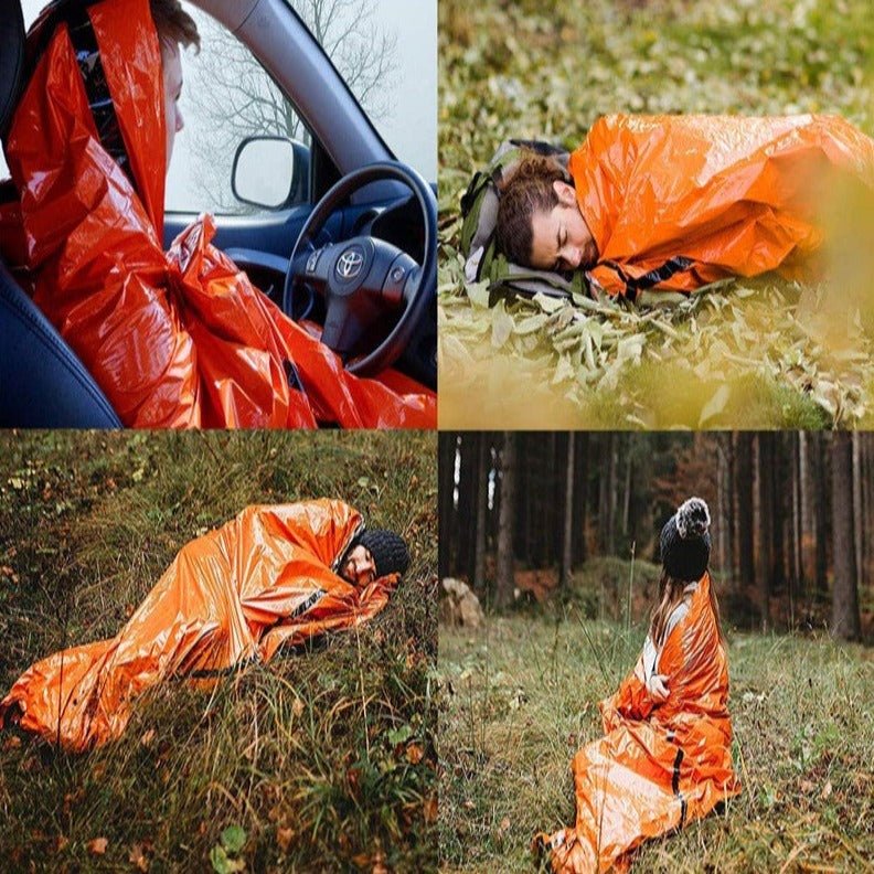 Wasserdichte Notfall-Schlafsack – Reflektiert Körperwärme, Leicht & Kompakt für Outdoor & Survival
