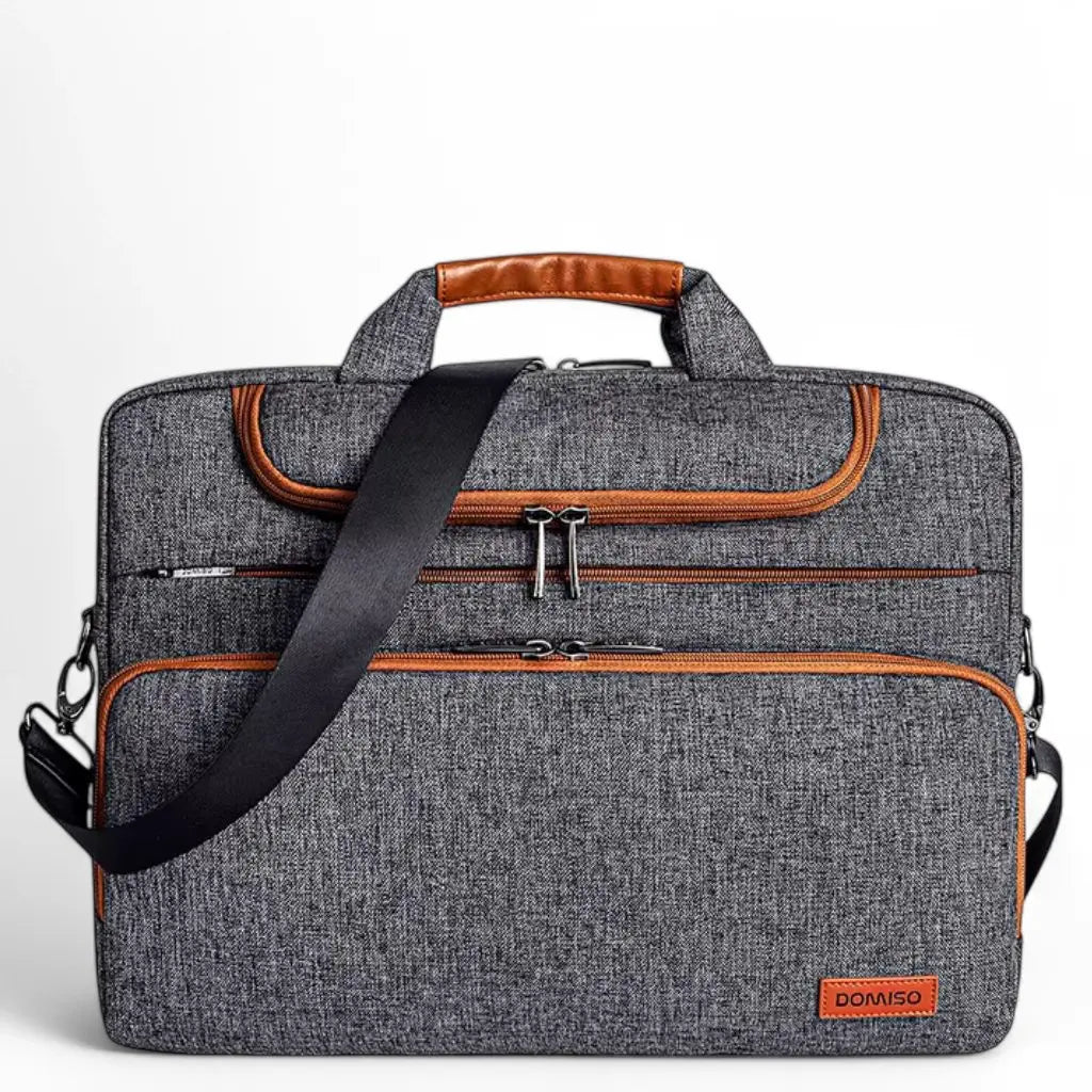 Laptoptasche Herren 16 Zoll – Graues Modell mit Cognac-Akzenten, wasserabweisend, Business Aktentasche