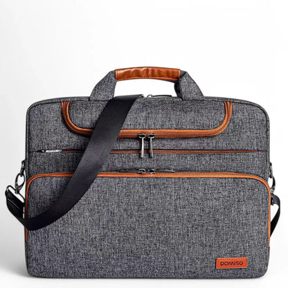 Laptoptasche Herren 16 Zoll – Graues Modell mit Cognac-Akzenten, wasserabweisend, Business Aktentasche