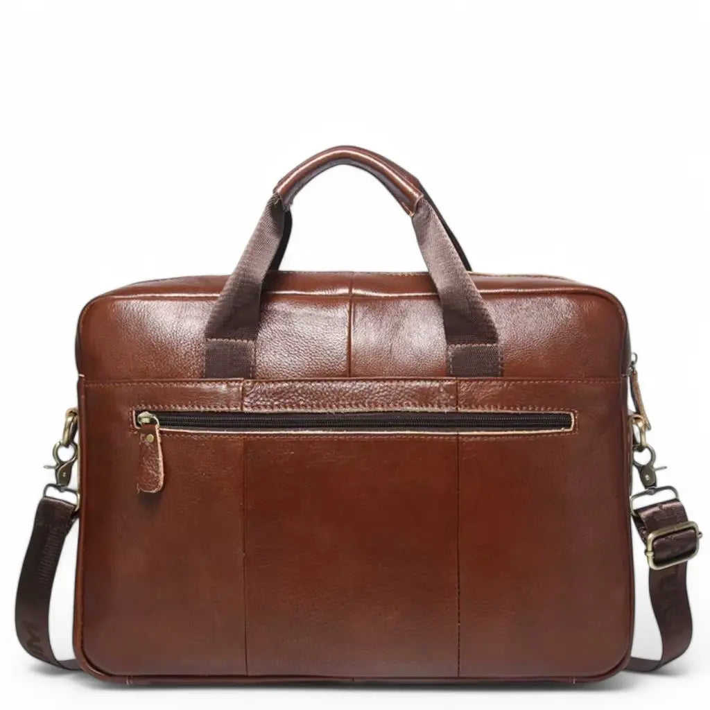 Hochwertige 15-Zoll Ledertasche Herren – Business Laptoptasche aus Echtleder in Braun
