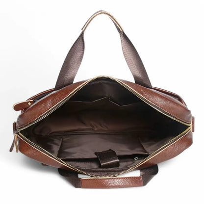 Hochwertige 15-Zoll Ledertasche Herren – Business Laptoptasche aus Echtleder in Braun
