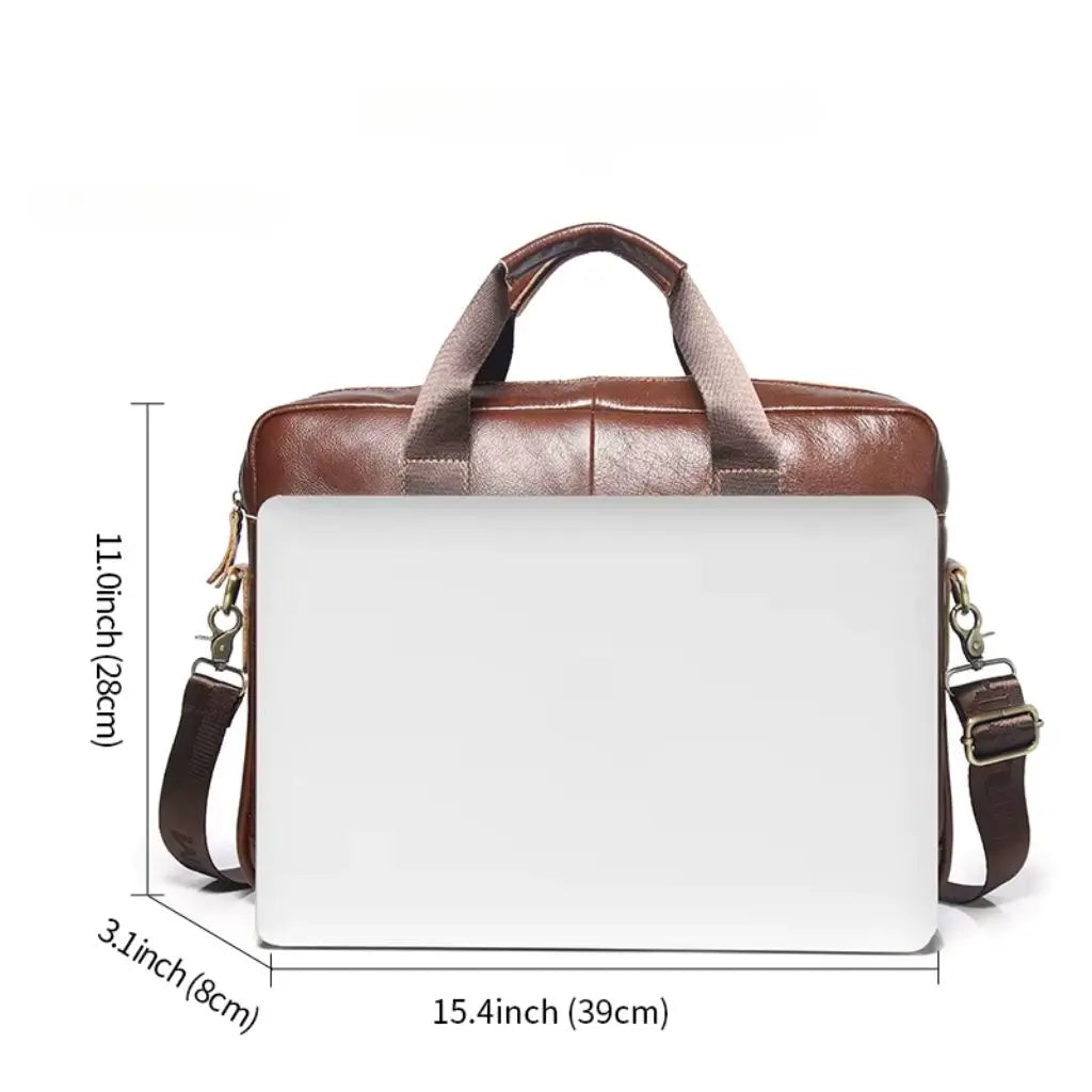 Hochwertige 15-Zoll Ledertasche Herren – Business Laptoptasche aus Echtleder in Braun