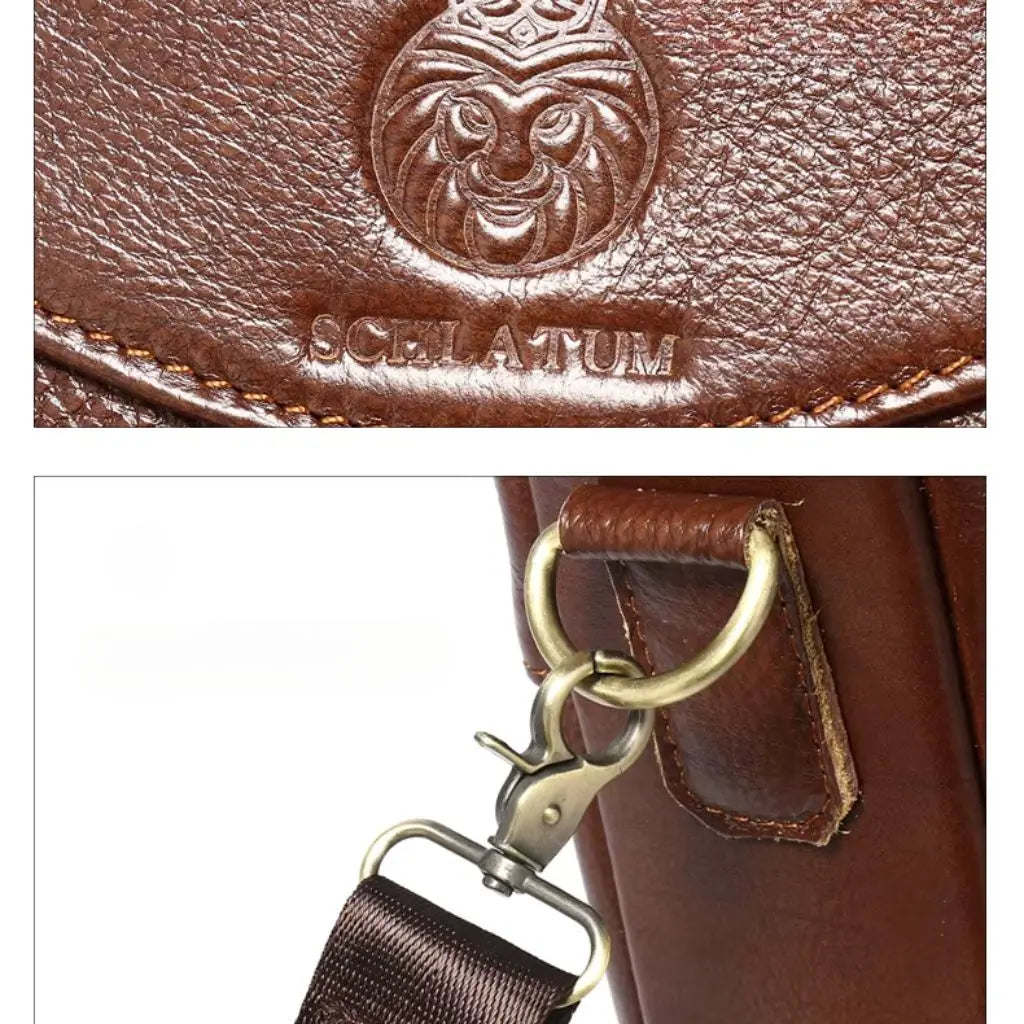 Hochwertige 15-Zoll Ledertasche Herren – Business Laptoptasche aus Echtleder in Braun