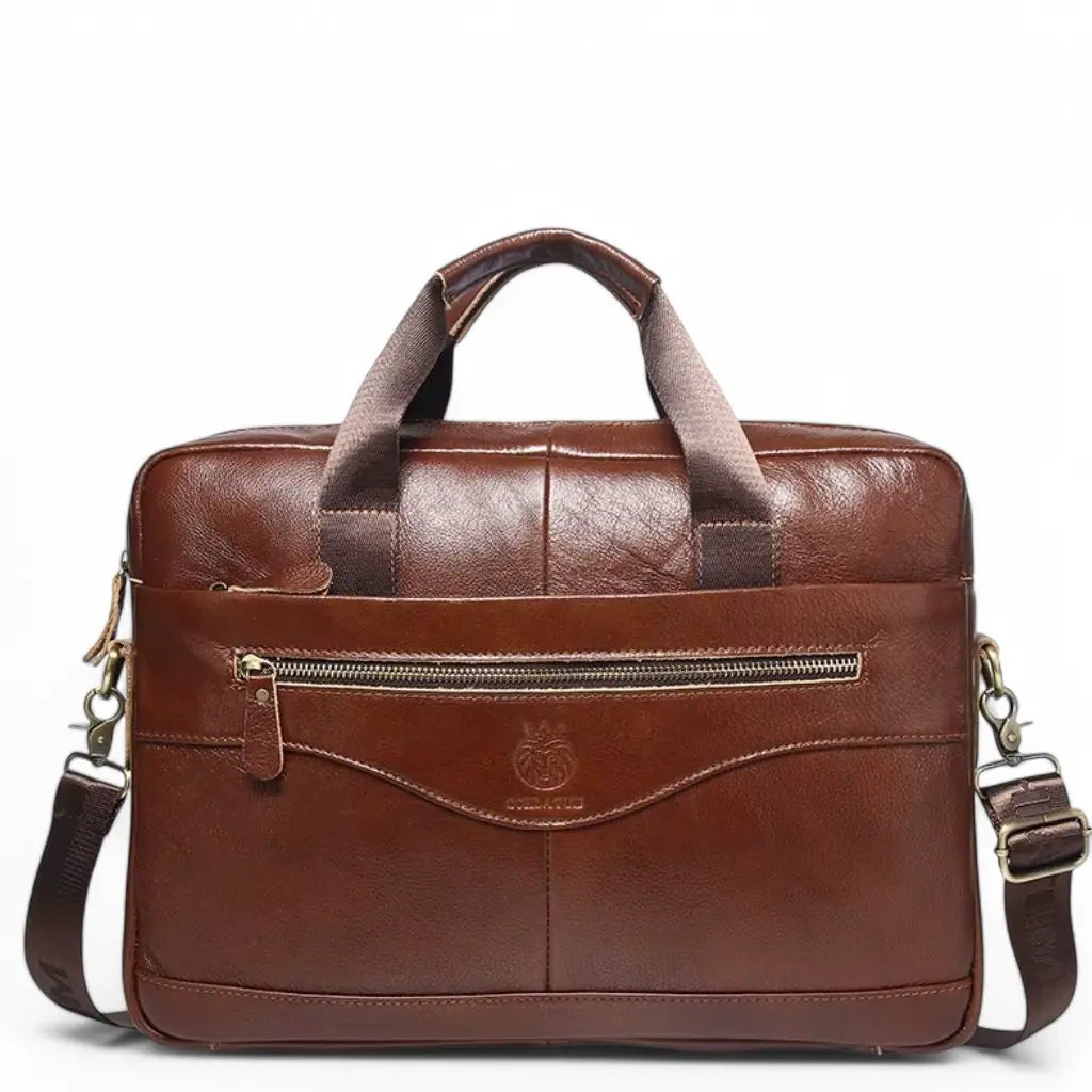 Hochwertige 15-Zoll Ledertasche Herren – Business Laptoptasche aus Echtleder in Braun