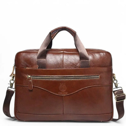 Hochwertige 15-Zoll Ledertasche Herren – Business Laptoptasche aus Echtleder in Braun