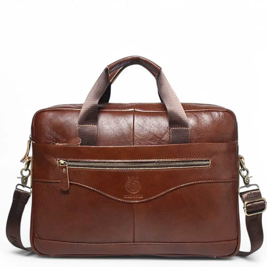 Hochwertige 15-Zoll Ledertasche Herren – Business Laptoptasche aus Echtleder in Braun