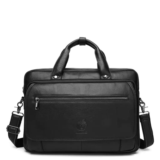 Elegante schwarze Laptoptasche aus hochwertigem Leder – Stilvoll & Geräumig für Arbeit, Studium & Businessreisen