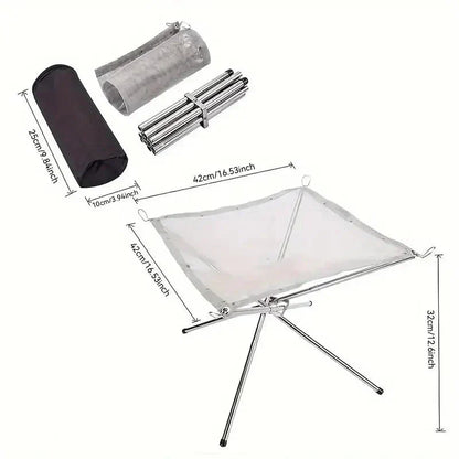 Tragbare Feuerstelle aus Edelstahl – faltbar, leicht & ideal für Camping, Garten & Outdoor