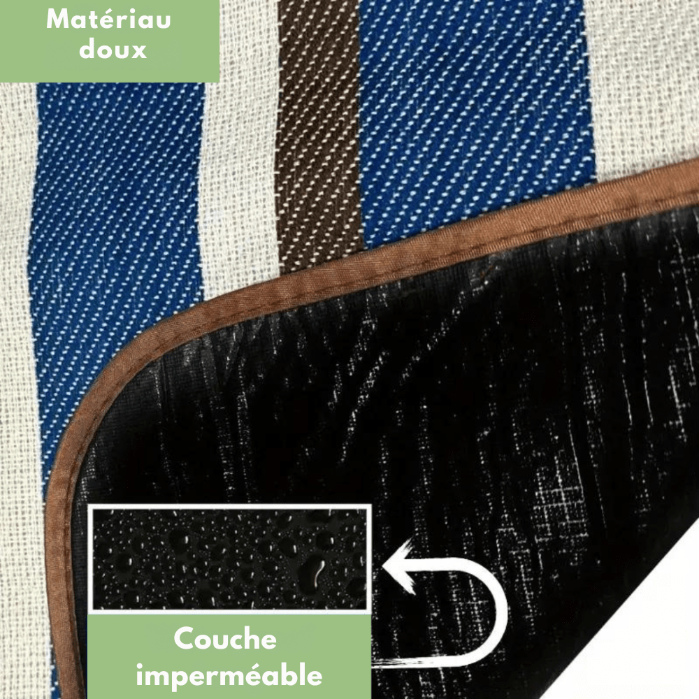 Wasserdichte Picknickdecke 200x150 cm – Faltbar, Leicht & Blau Gestreift – Ideal für Strand, Park & Camping