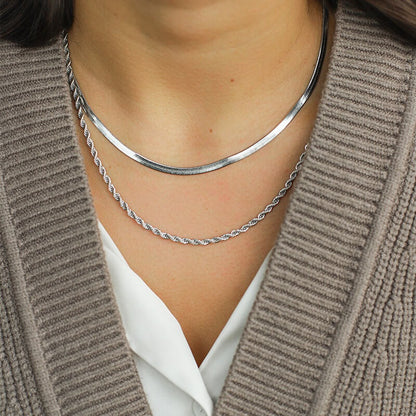 Gold-Rope-Kette Edelstahl 40 + 5 cm – Seilkette vergoldet, 3 mm, Unisex Halskette Damen & Herren