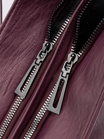 Schwarze Schultertasche Damen mit Seitentaschen – Geräumig & Elegant