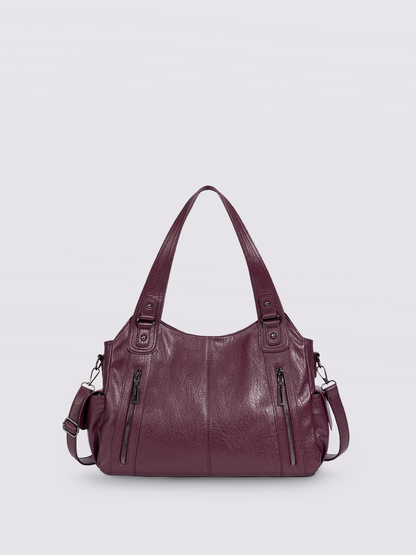 Schwarze Schultertasche Damen mit Seitentaschen – Geräumig & Elegant