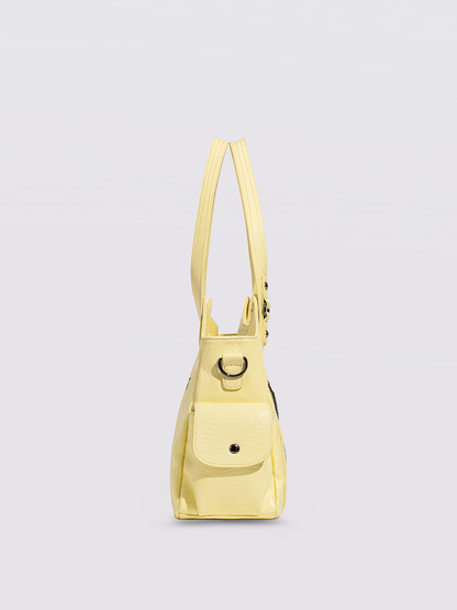 Schwarze Schultertasche Damen mit Seitentaschen – Geräumig & Elegant