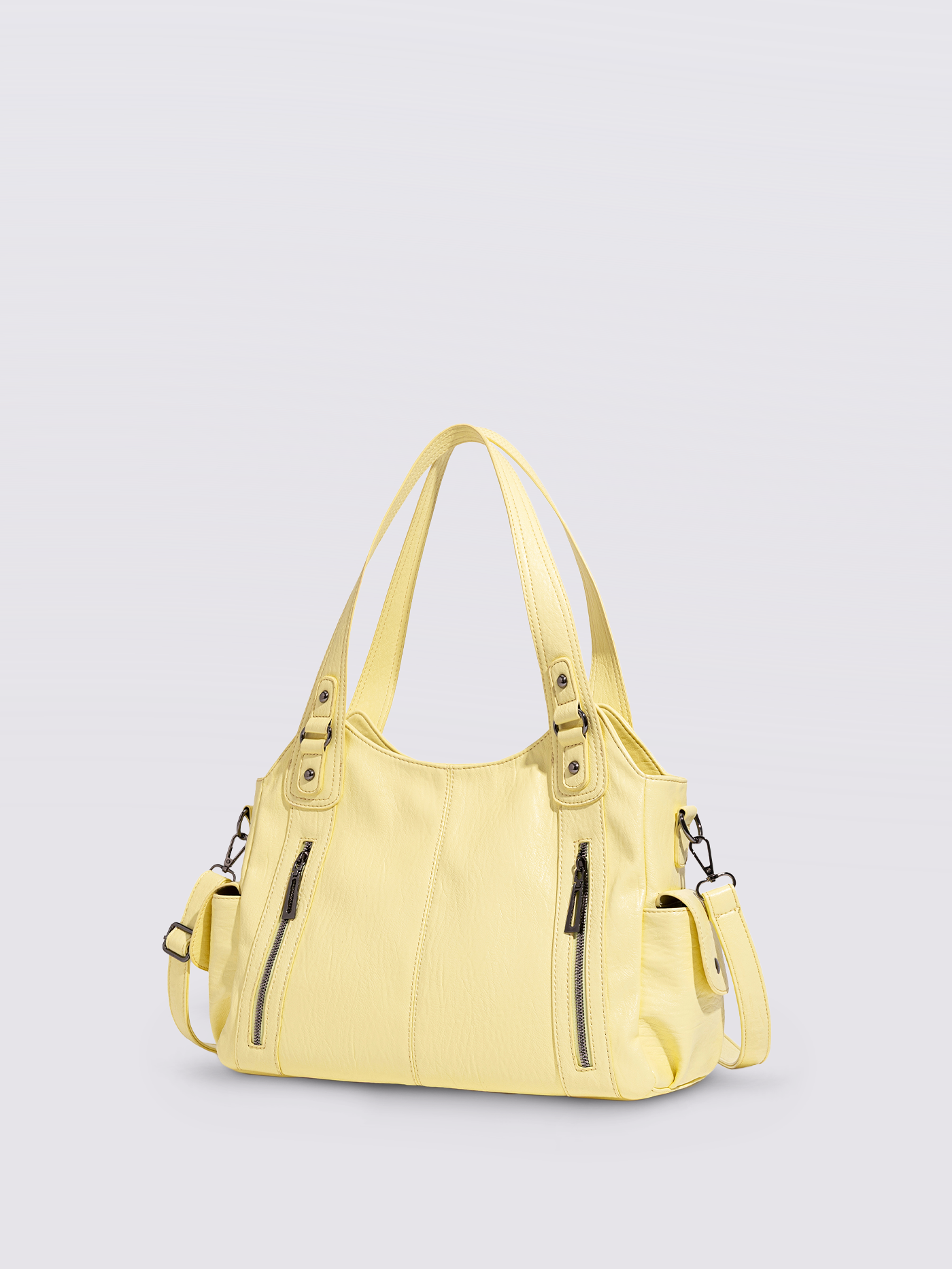 Schwarze Schultertasche Damen mit Seitentaschen – Geräumig & Elegant