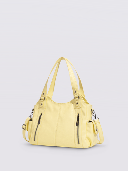 Schwarze Schultertasche Damen mit Seitentaschen – Geräumig & Elegant