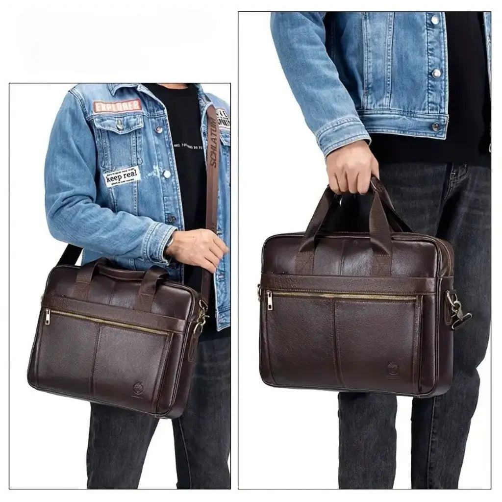 Luxe Herren Laptoptasche 15 Zoll – Elegante Echtleder Aktentasche für Business & Büro